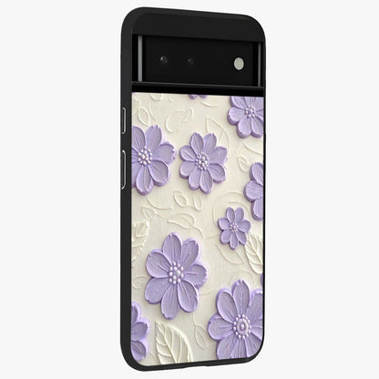 Floral Wall Art With Purple Flowers Glass Case upright view showcasing elegant purple flower artwork with decorative floral theme.