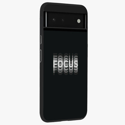 Focus Mode On Glass Case upright view showcasing strong typography statement with sleek motivational theme.