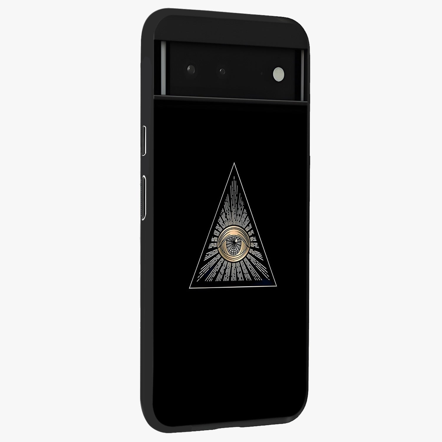 Illuminati Evil Glass Case upright view showcasing striking illuminati artwork with mysterious symbolic theme.