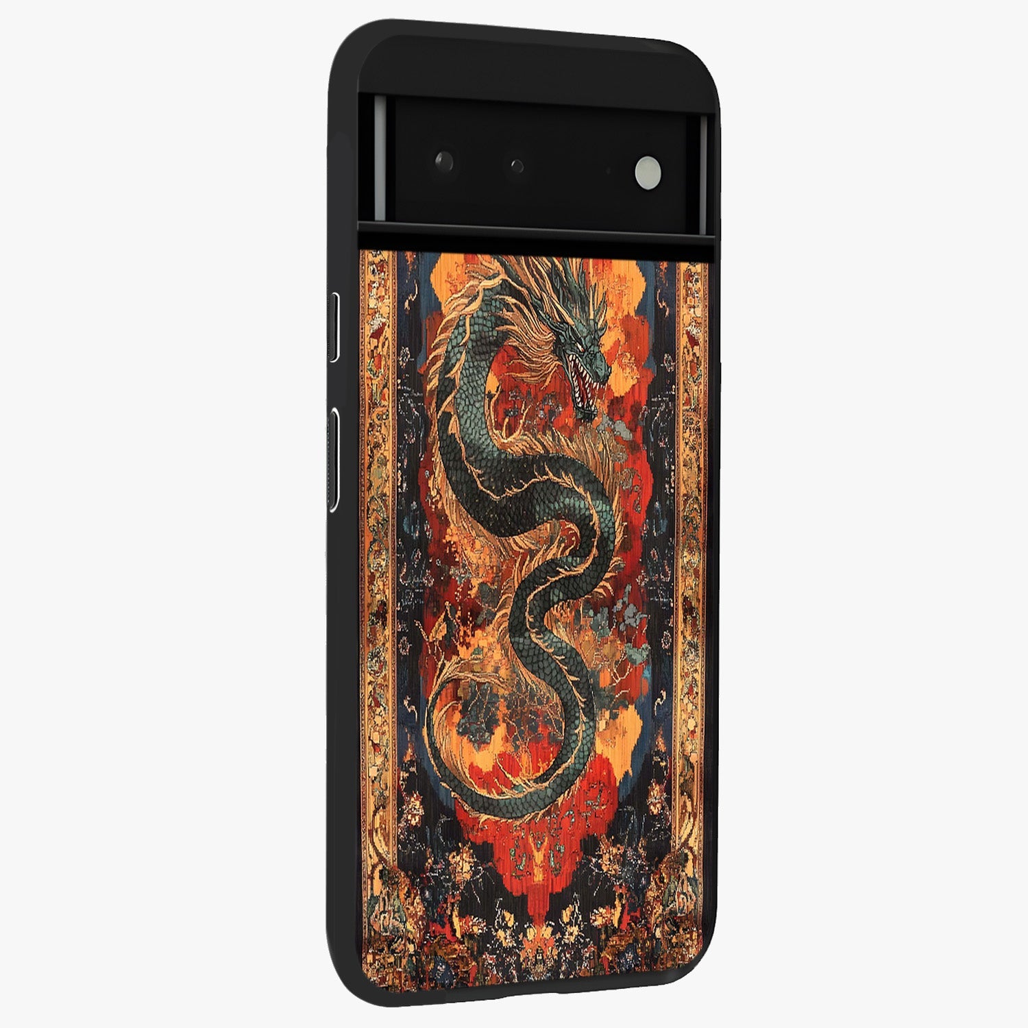 Inferno Dragon Soul Glass Case upright view showcasing intense dragon artwork with fantasy fire theme.