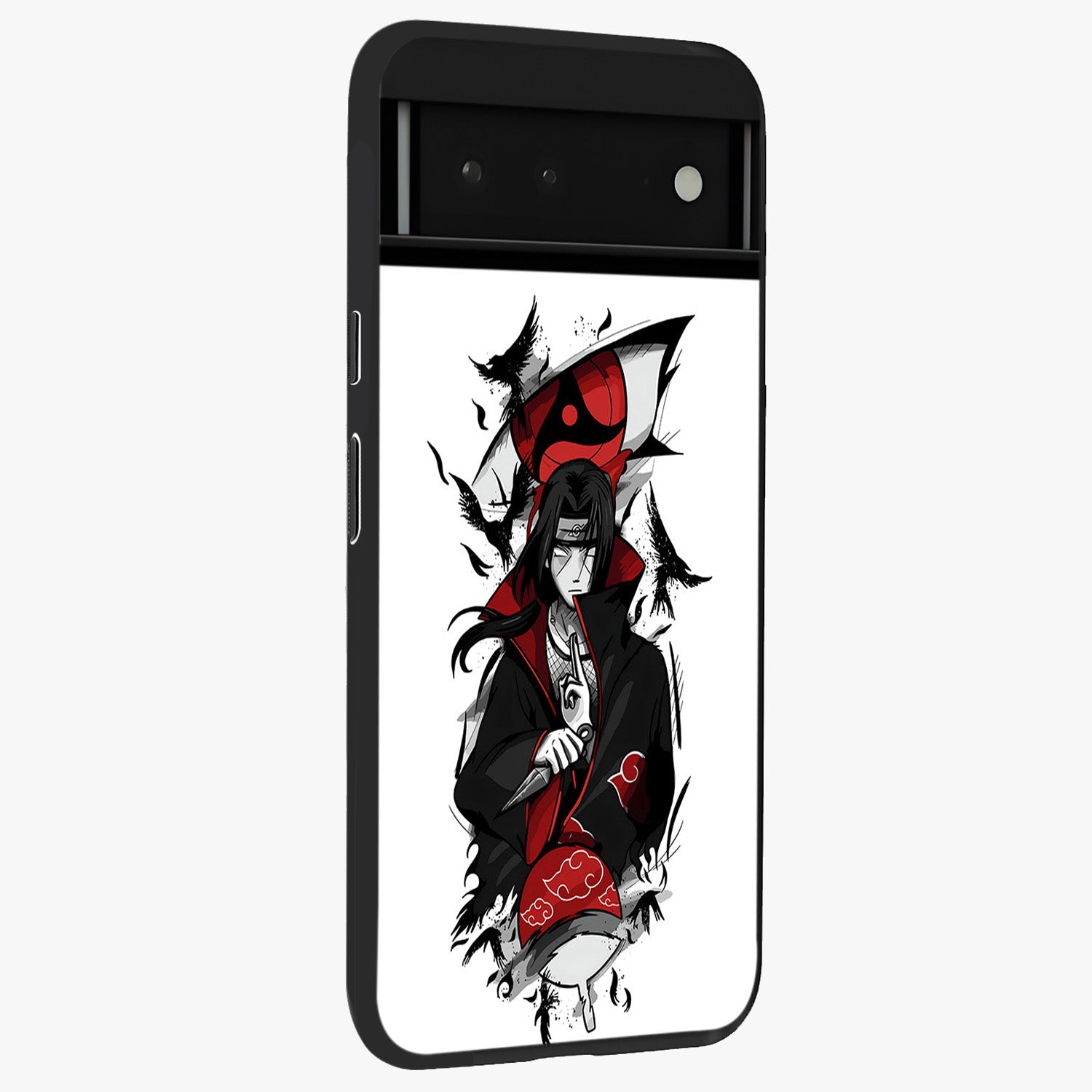Itachi Limited Edition Naruto Anime Glass Case upright view showcasing intense anime artwork with powerful character theme.