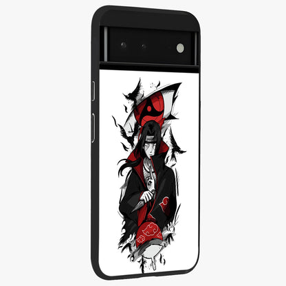 Itachi Limited Edition Naruto Anime Glass Case upright view showcasing intense anime artwork with powerful character theme.