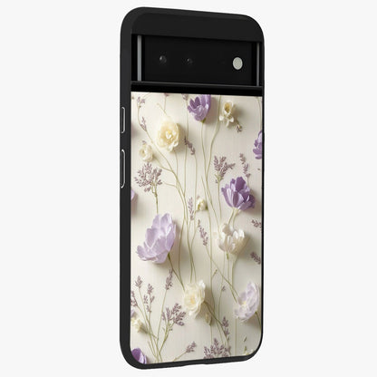 Lilac Breeze Harmony Glass Case upright view showcasing delicate lilac artwork with peaceful floral theme.