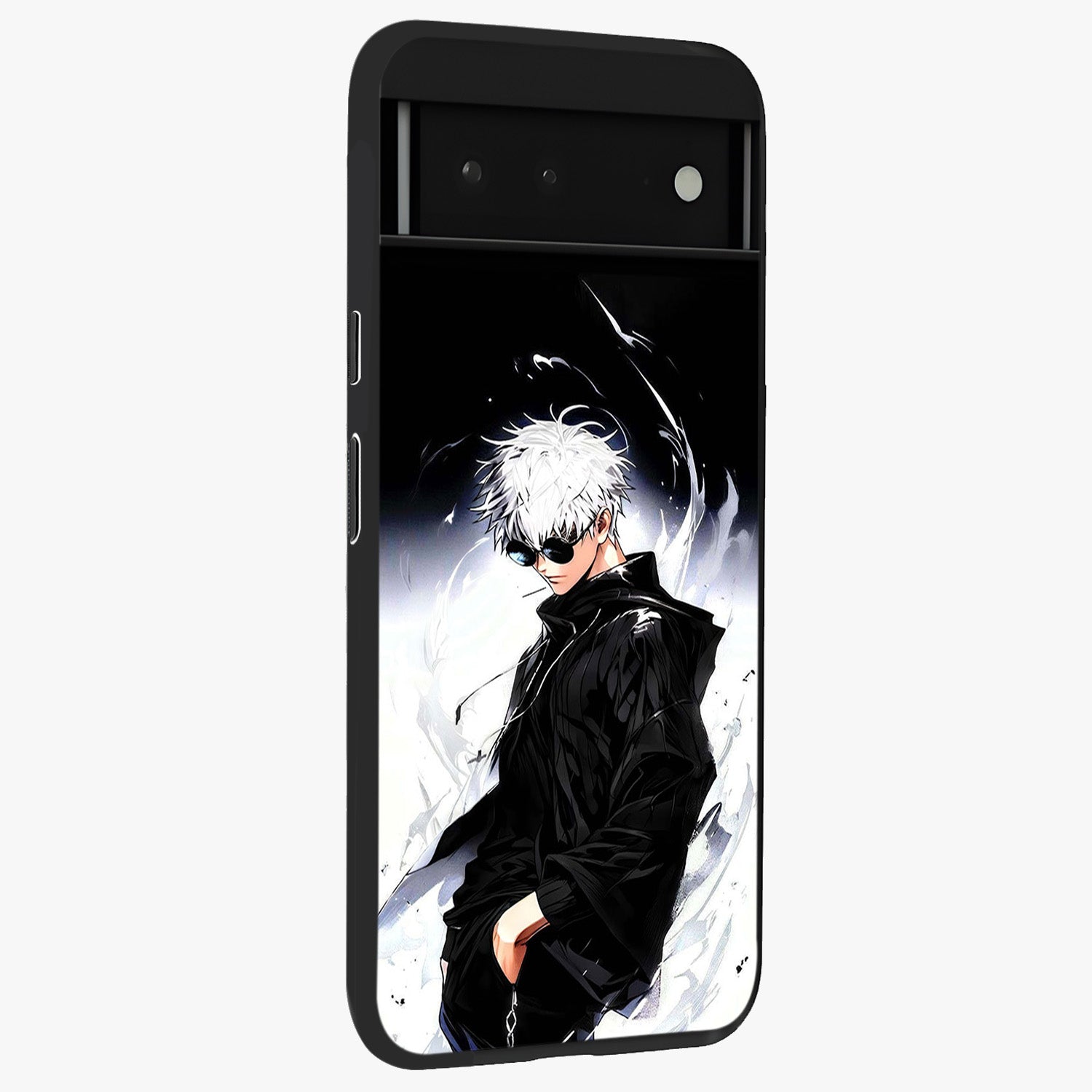 Limitless Shadow King Glass Case upright view showcasing bold shadow warrior artwork with epic fantasy theme.