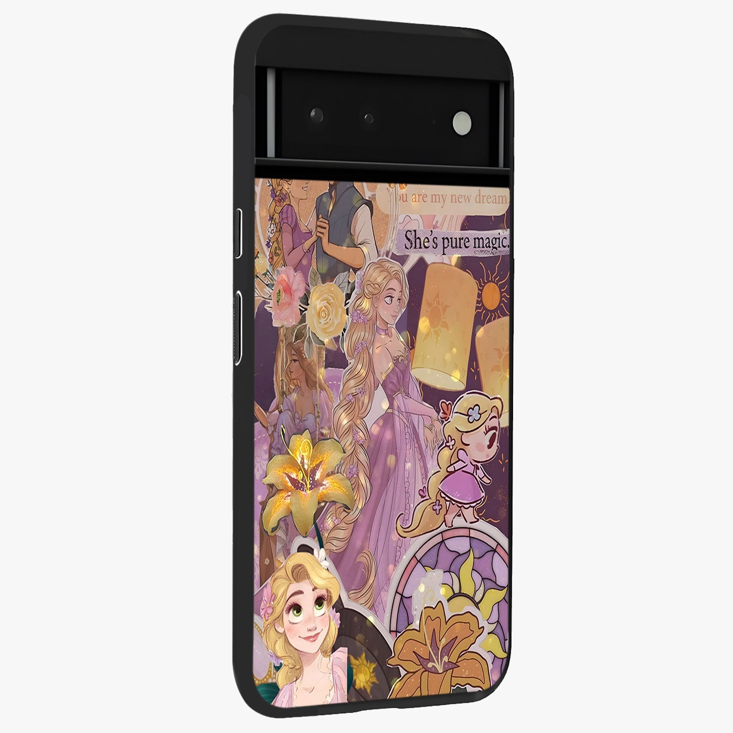 Magical Tangled Dream Glass Case upright view showcasing enchanting artistic artwork with dreamy fantasy theme.
