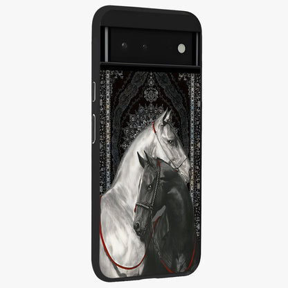 Majestic Ride Legacy Glass Case upright view showcasing dynamic ride inspired artwork with modern automotive theme.