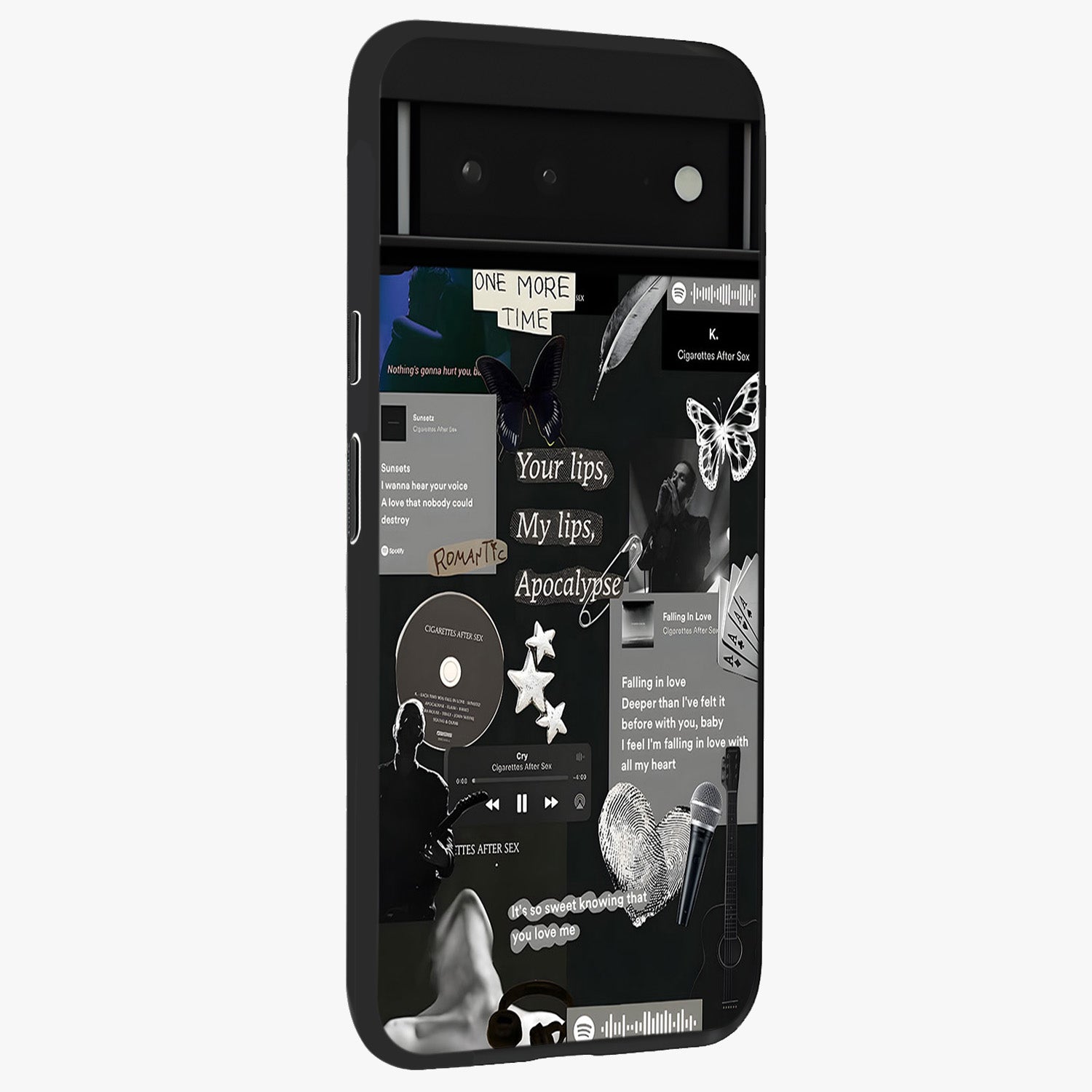 Midnight Love Echo Glass Case upright view showcasing expressive romantic artwork with dreamy midnight theme.
