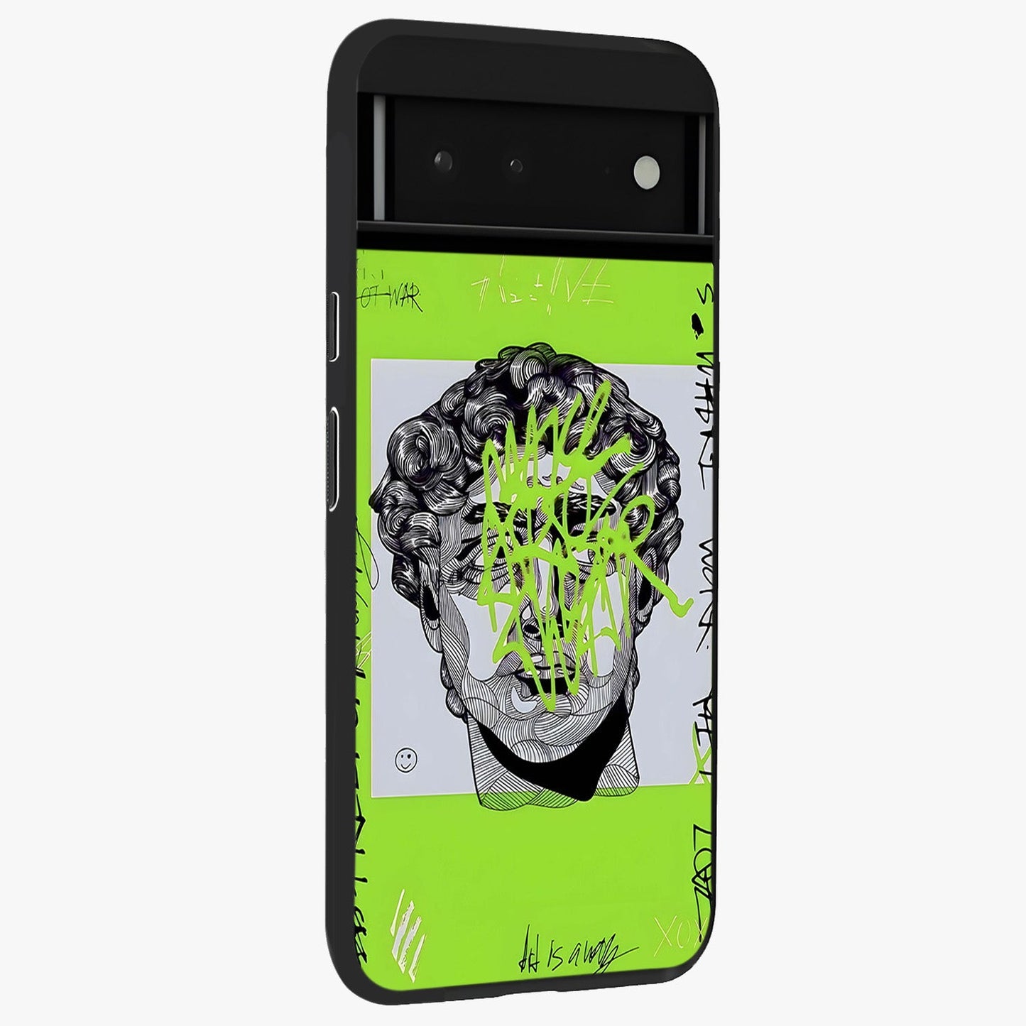 Neo Graffiti Rebellion Glass Case upright view showcasing colorful graffiti artwork with bold modern street style.