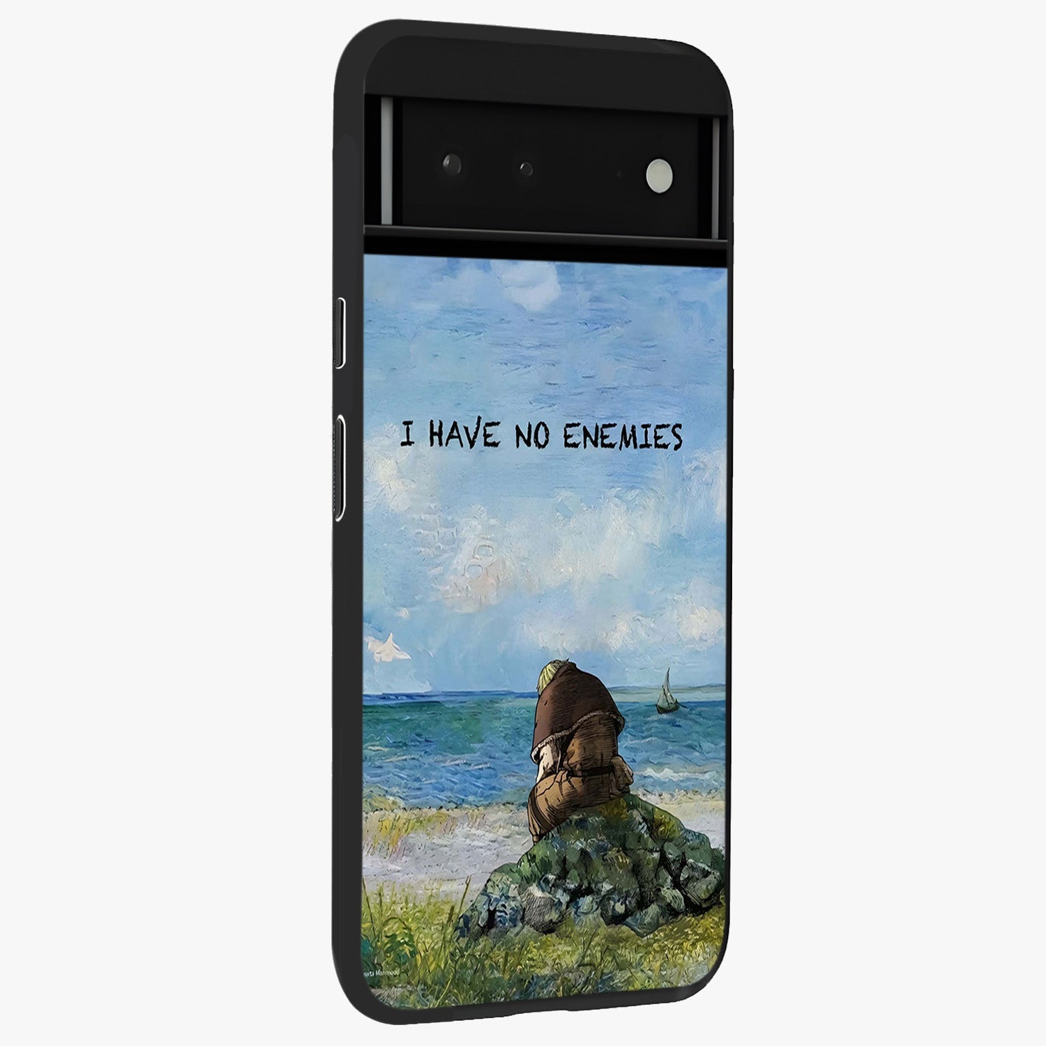 Peace Beyond War Glass Case upright view showcasing powerful peace symbol artwork with inspirational theme.