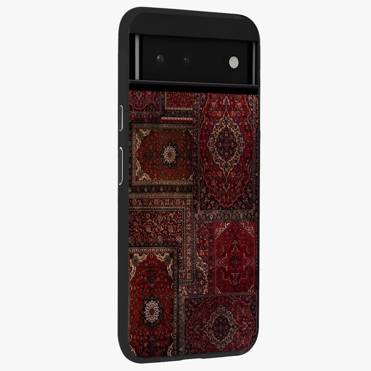 Persian Velvet Tale Glass Case upright view showcasing elegant Persian artwork with classic heritage theme.