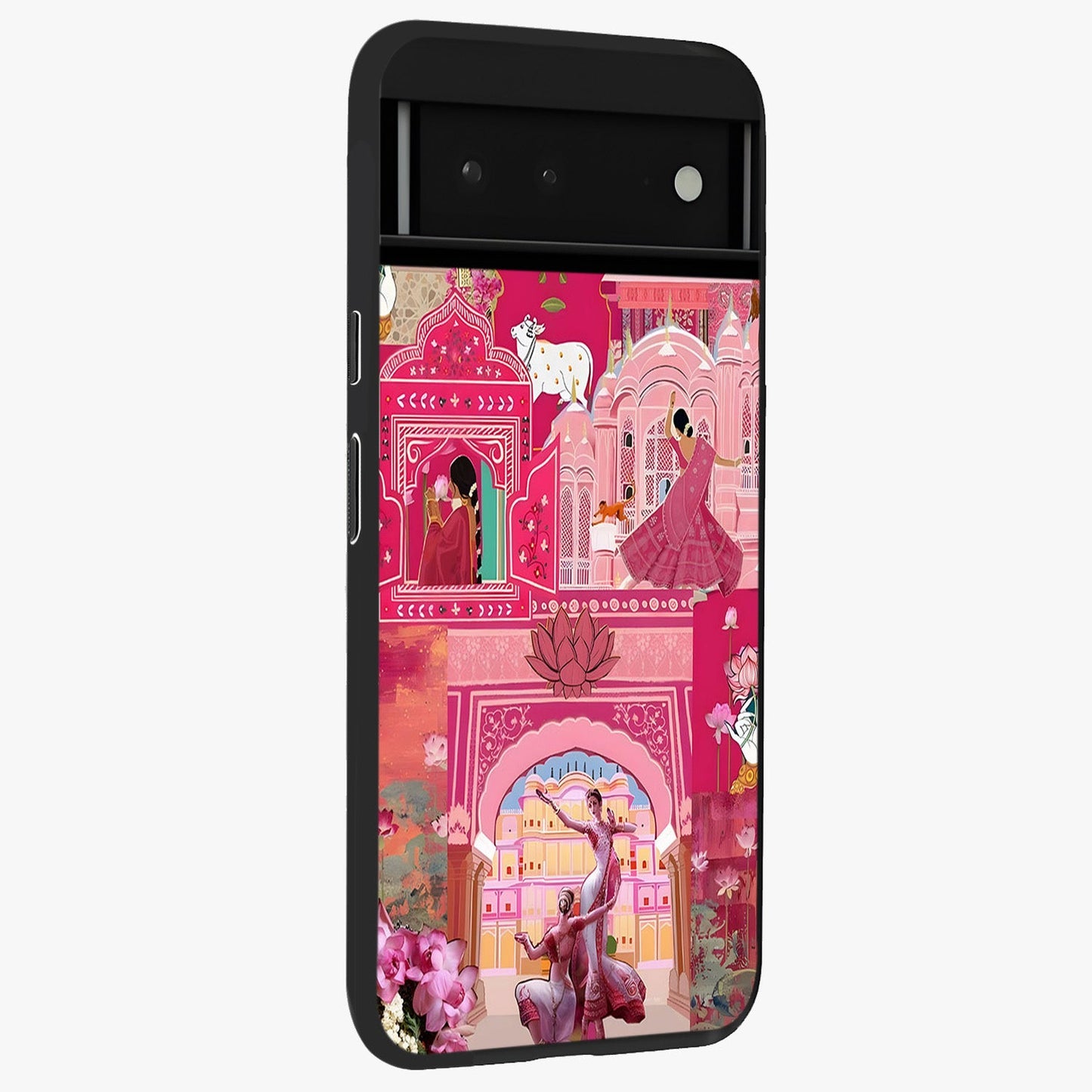 Pink Palace Muse Glass Case upright view showcasing artistic palace artwork with graceful royal theme.