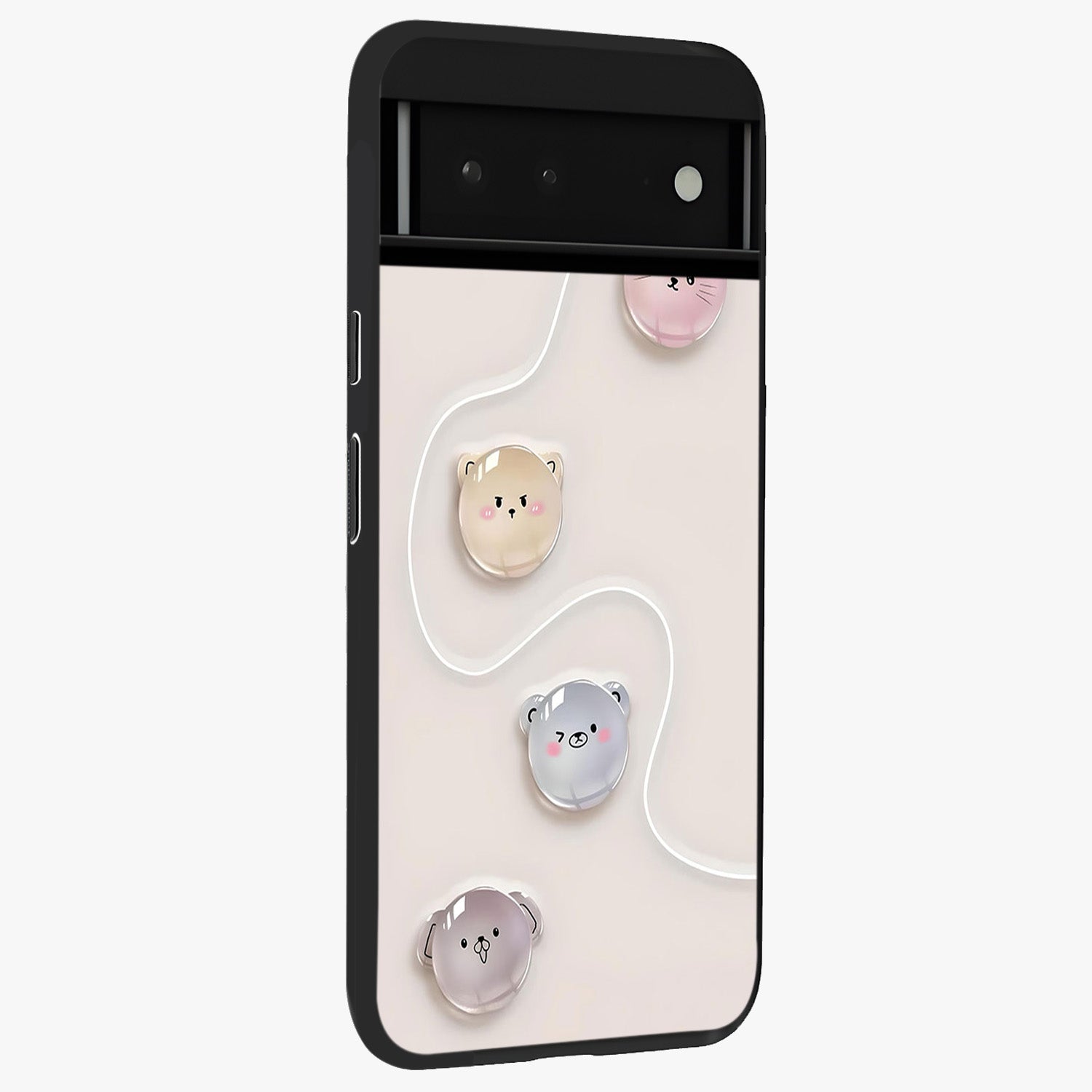 Puffy Face Parade Glass Case upright view showcasing adorable character artwork with cheerful animated theme.
