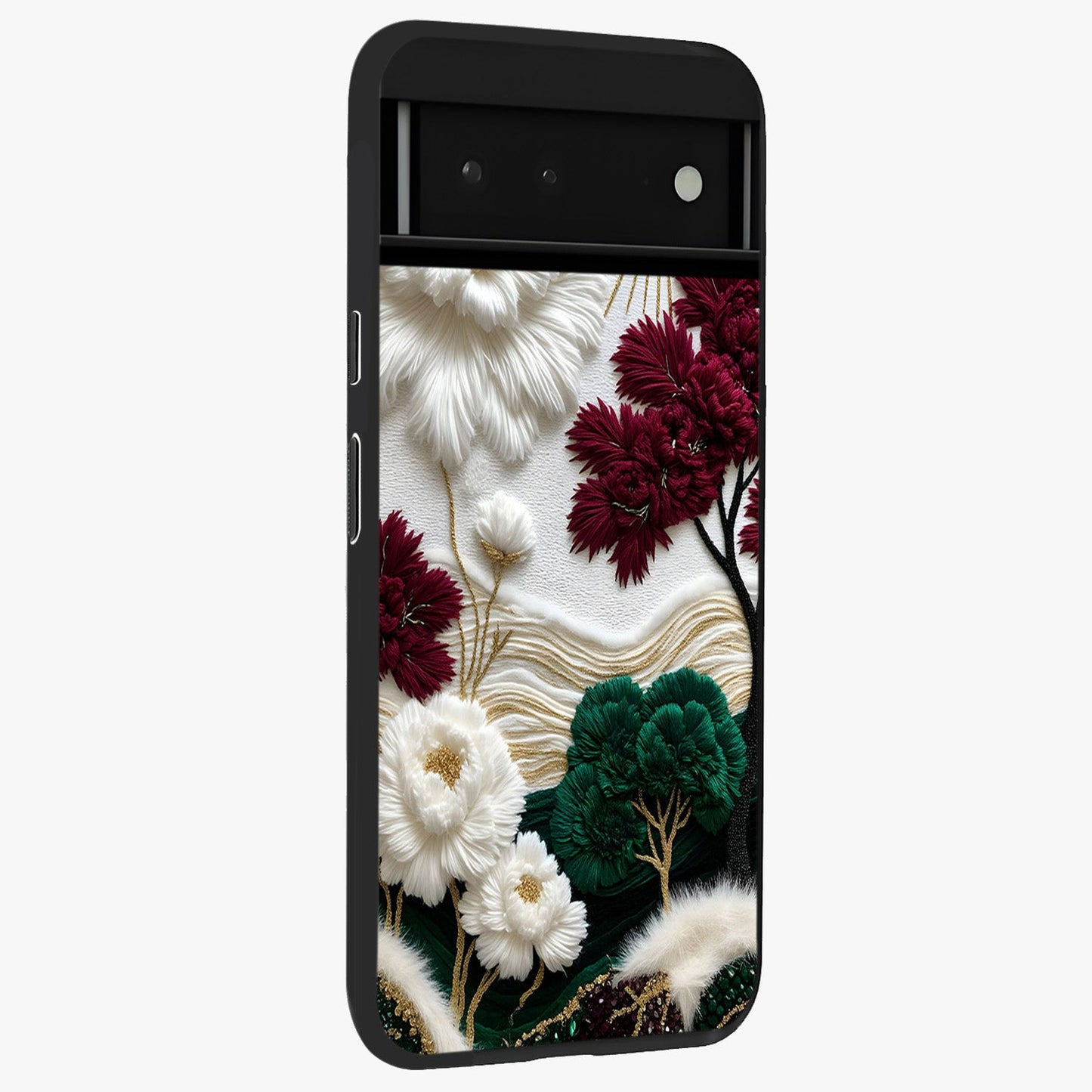 Radiant Bloom Elegance Glass Case upright view showcasing decorative flower artwork with refined botanical theme.