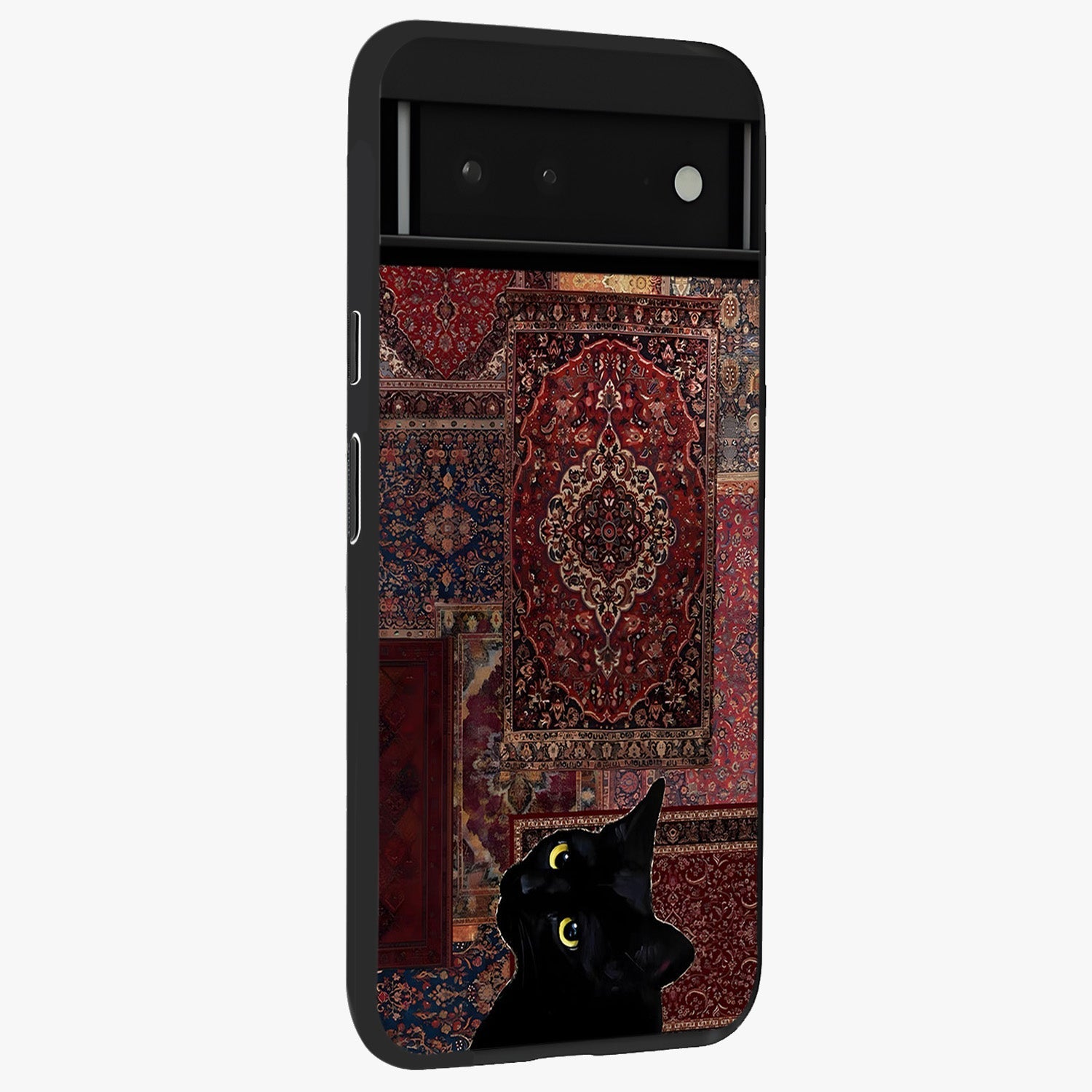 Regal Magic Cat Apple Glass Case upright view showcasing charming cat artwork with playful magical theme.