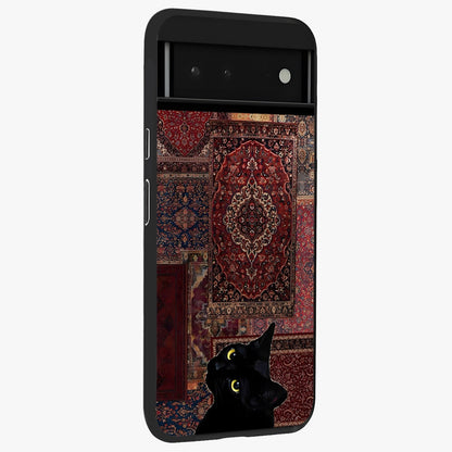 Regal Magic Cat Apple Glass Case upright view showcasing charming cat artwork with playful magical theme.