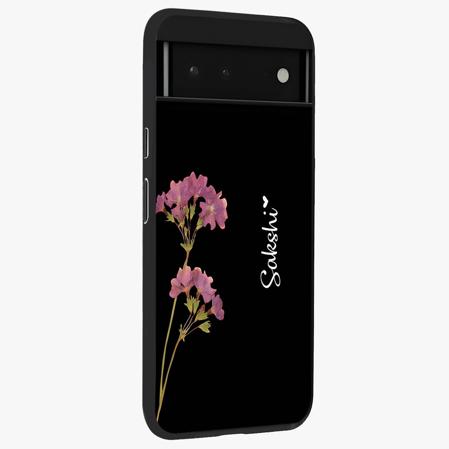 Riching Lavender Flower Custom Name Glass Case upright view showcasing elegant lavender floral artwork with personalized aesthetic.