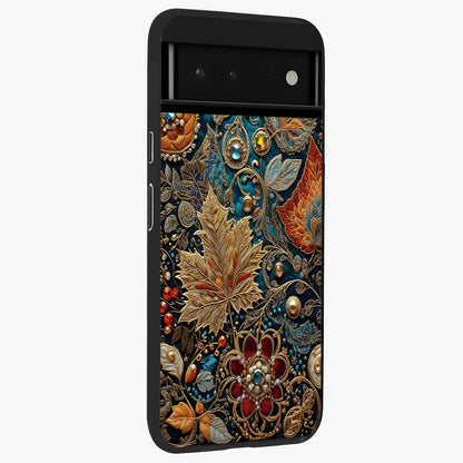 Royal Jewel Garden Glass Case upright view showcasing rich floral artwork with luxurious garden theme.