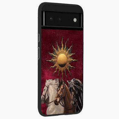 Solar Riders Glass Case upright view showcasing energetic rider artwork with bold adventure theme.