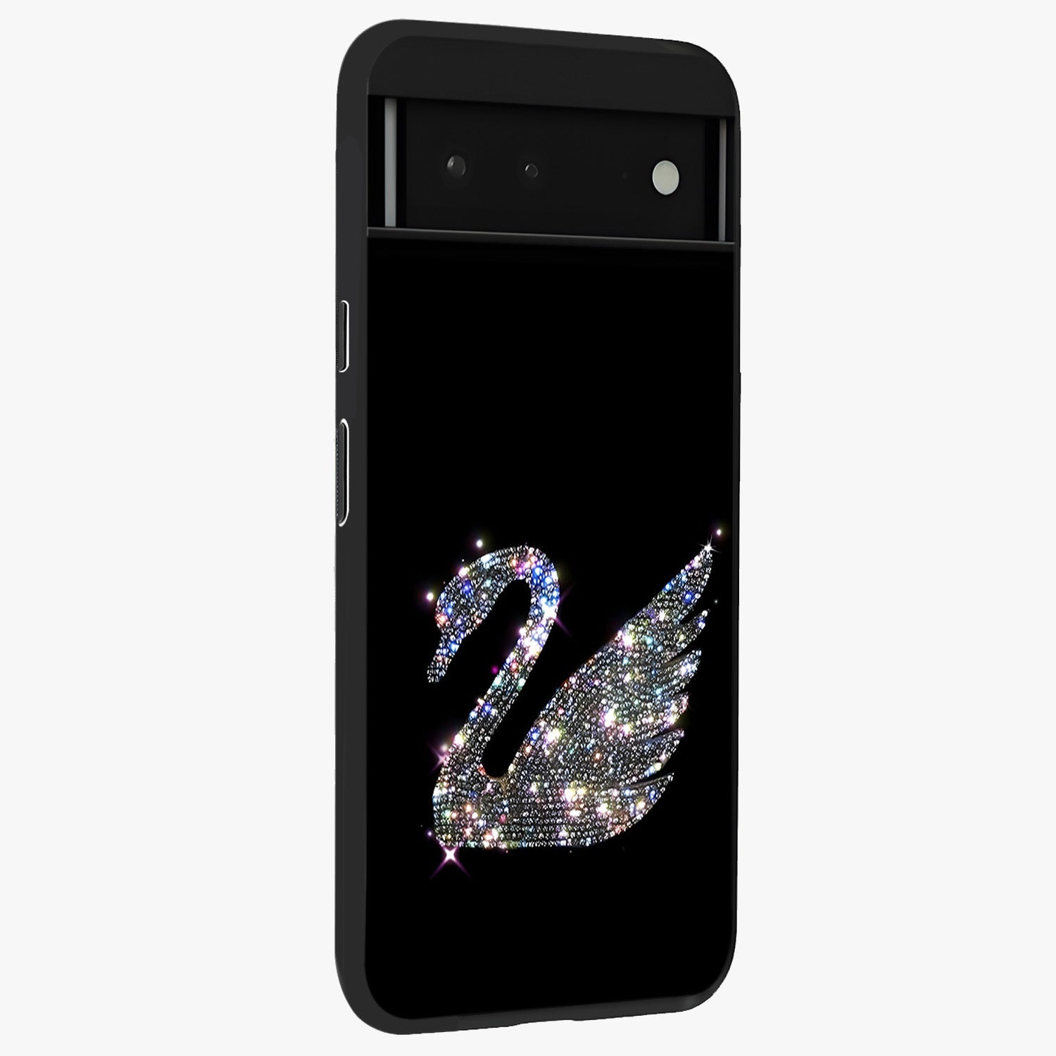 Starlit Swan Grace Glass Case upright view showcasing beautiful swan artwork with peaceful night themed design.
