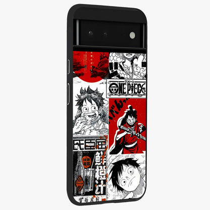 Strawhat Chaos Panels Glass Case upright view showcasing energetic anime artwork with bold adventure theme.