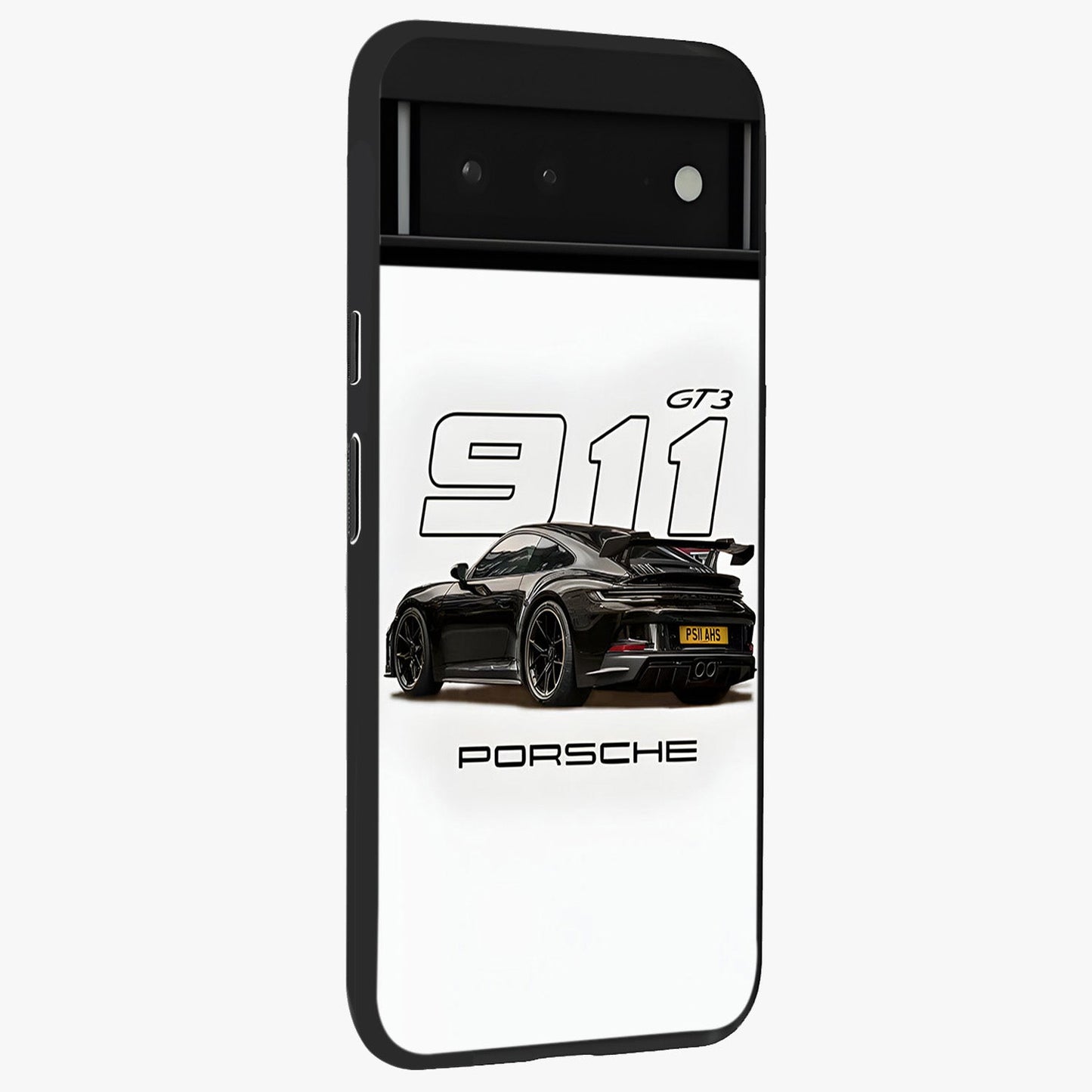 Turbo Legacy Icon Glass Case upright view showcasing bold racing inspired artwork with classic car theme.