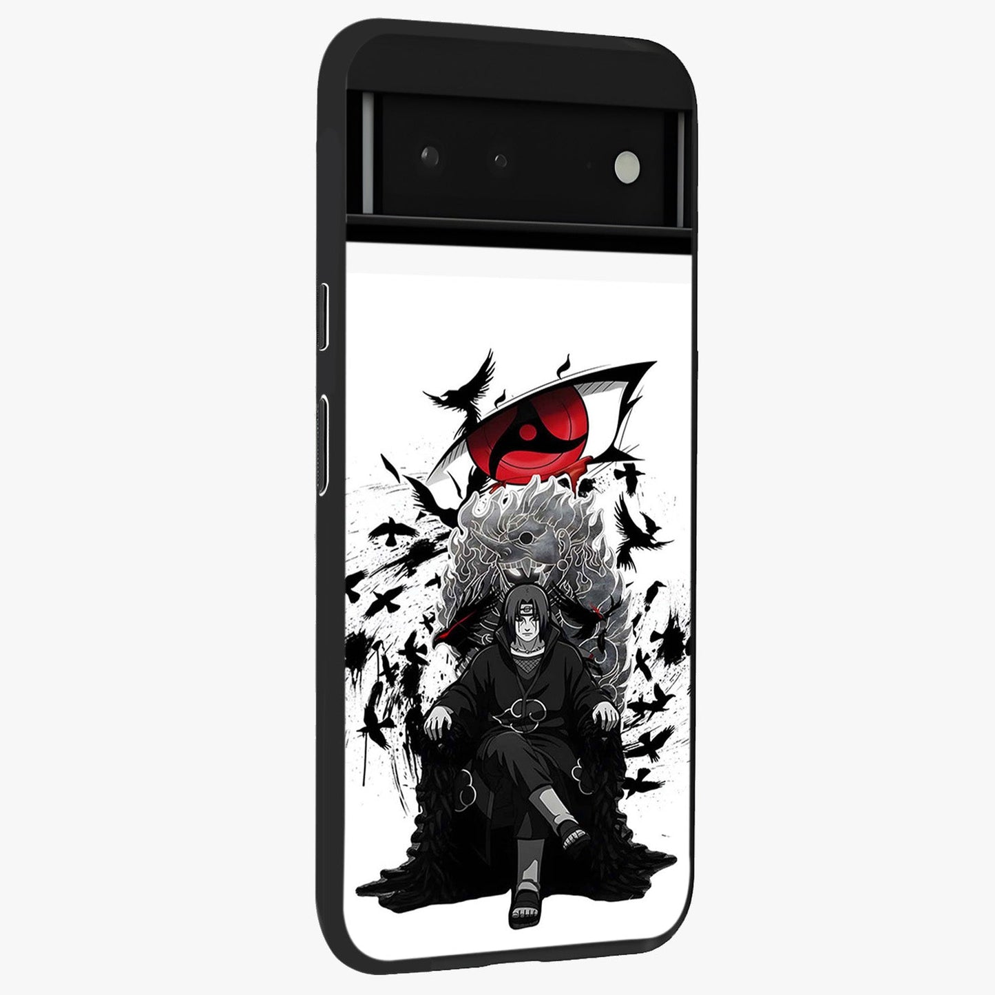 Uchiha Shadow Throne Glass Case upright view showcasing magical underwater galaxy artwork with vibrant cosmic theme.