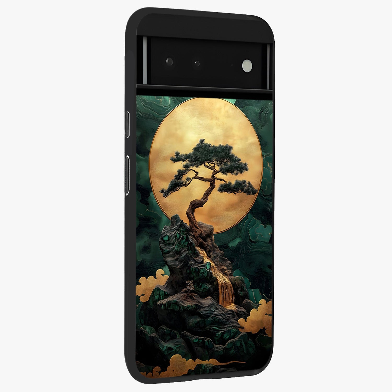 Zen Moon Rise Glass Case upright view showcasing serene moon artwork with tranquil night theme.