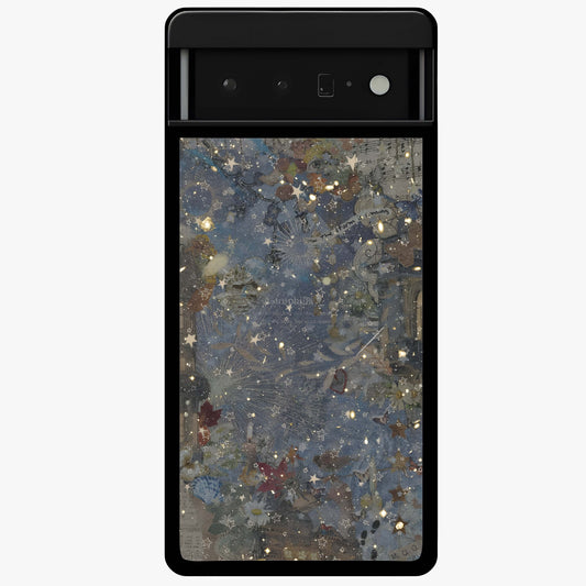 Aesthetic Astrolophia Glass Case showing flat back view with dreamy aesthetic design and glossy glass finish.