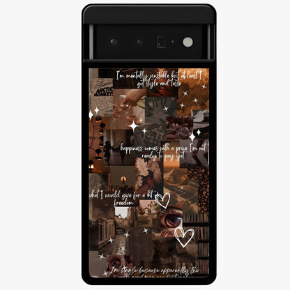 Bittersweet Aesthetic Chaos Glass Case showing flat back view with artistic chaotic aesthetic design and glossy glass finish.