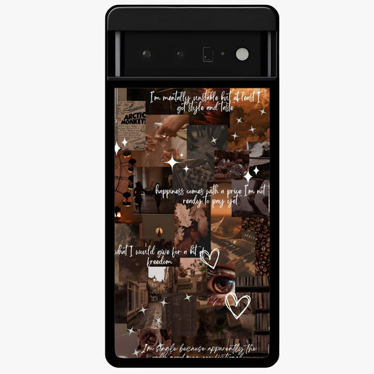 Bittersweet Aesthetic Chaos Glass Case showing flat back view with artistic chaotic aesthetic design and glossy glass finish.