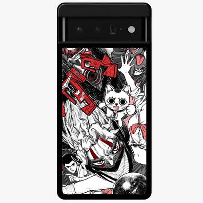 Crimson Chaos Panel Glass Case showing flat back view with bold crimson abstract artwork and glossy glass finish.