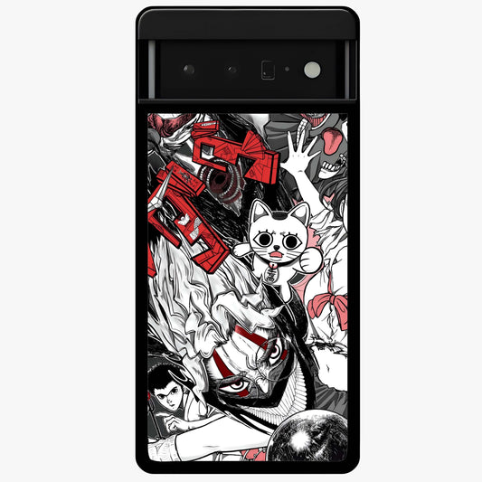 Crimson Chaos Panel Glass Case showing flat back view with bold crimson abstract artwork and glossy glass finish.