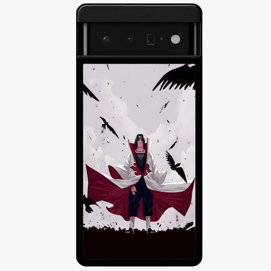 Crimson Crow Ascension Glass Case showing flat back view with mystical crow artwork and glossy glass finish.