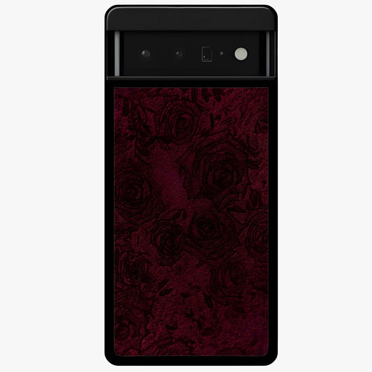 Crimson Fade Flow Glass Case showing flat back view with flowing crimson gradient artwork and glossy glass finish.