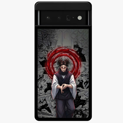 Cursed Ritual Ascension Glass Case showing flat back view with dark ritual themed artwork and glossy glass finish.