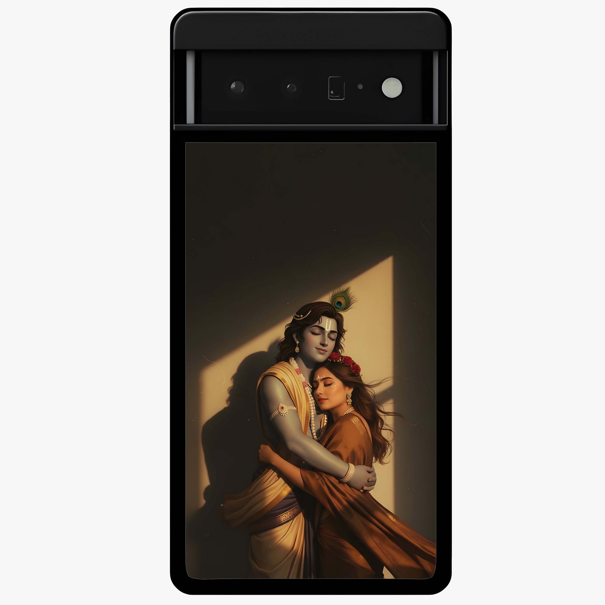 Divine Eternal Love Glass Case showing flat back view with spiritual love themed artwork and glossy glass finish.