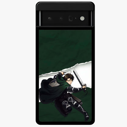 Emerald War Vanguard Glass Case showing flat back view with powerful warrior themed artwork and glossy glass finish.