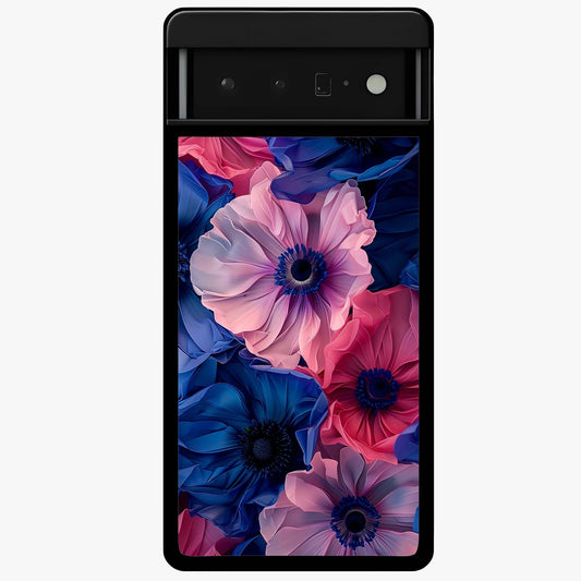 Flower Paper Art Pattern Glass Case showing flat back view with paper cut style floral artwork and glossy glass finish.