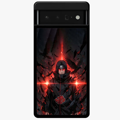 Focused Blade Discipline Glass Case showing flat back view with warrior sword themed artwork and glossy glass finish.