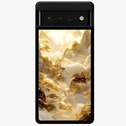 Gates Of Illumination Glass Case showing flat back view with mystical illuminated gate artwork and glossy glass finish.