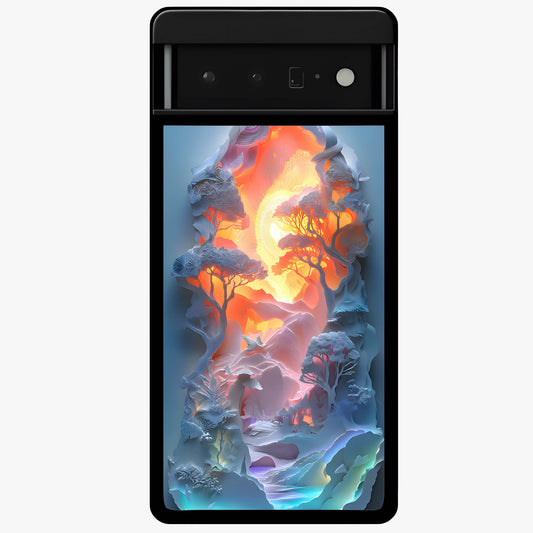 Glow Forest Portal Glass Case showing flat back view with glowing forest portal artwork and glossy glass finish.