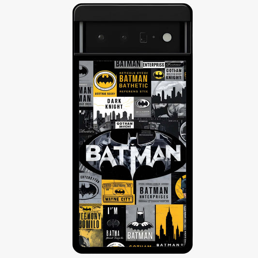 Knight Gotham Rise Glass Case showing flat back view with dark hero inspired artwork and glossy glass finish.