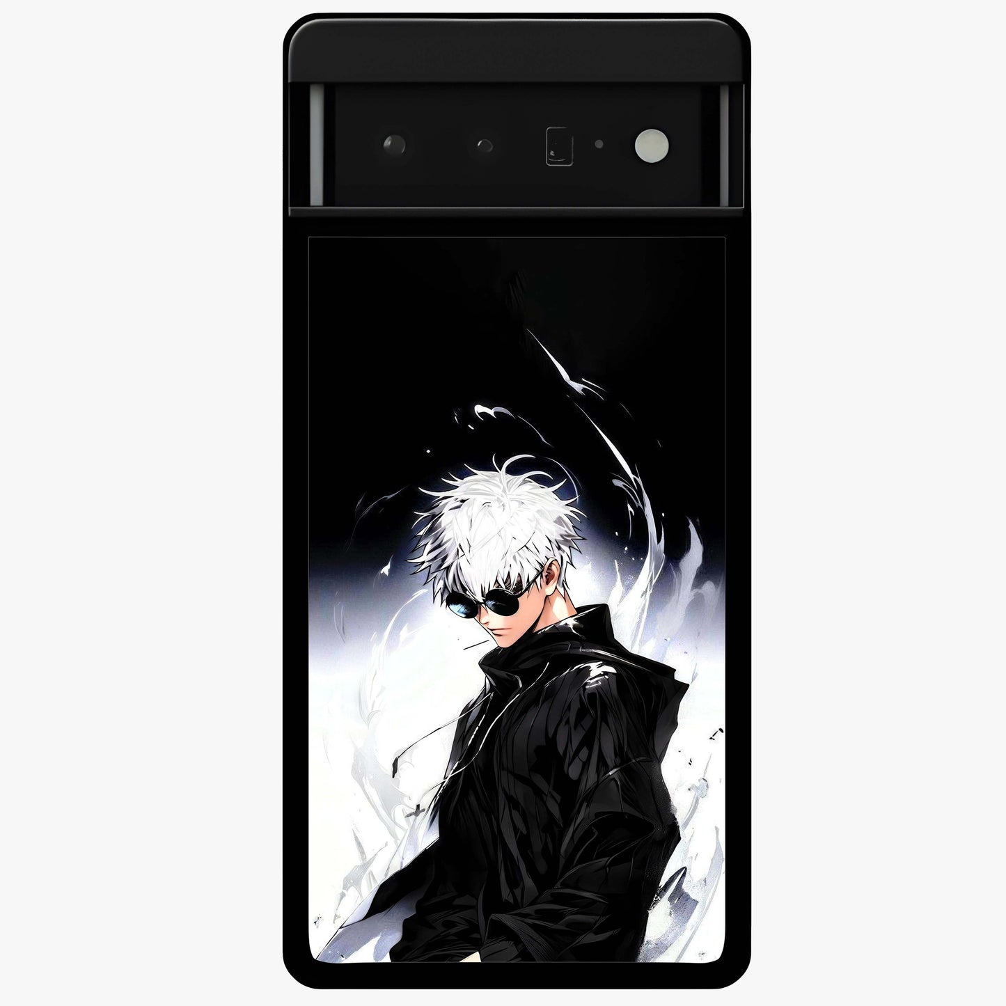Limitless Shadow King Glass Case showing flat back view with powerful shadow warrior artwork and glossy glass finish.