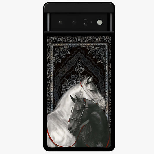 Majestic Ride Legacy Glass Case showing flat back view with powerful automotive inspired artwork and glossy glass finish.