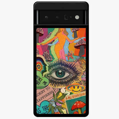 Mystic Eye Wonderland Glass Case showing flat back view with mystical eye themed artwork and glossy glass finish.