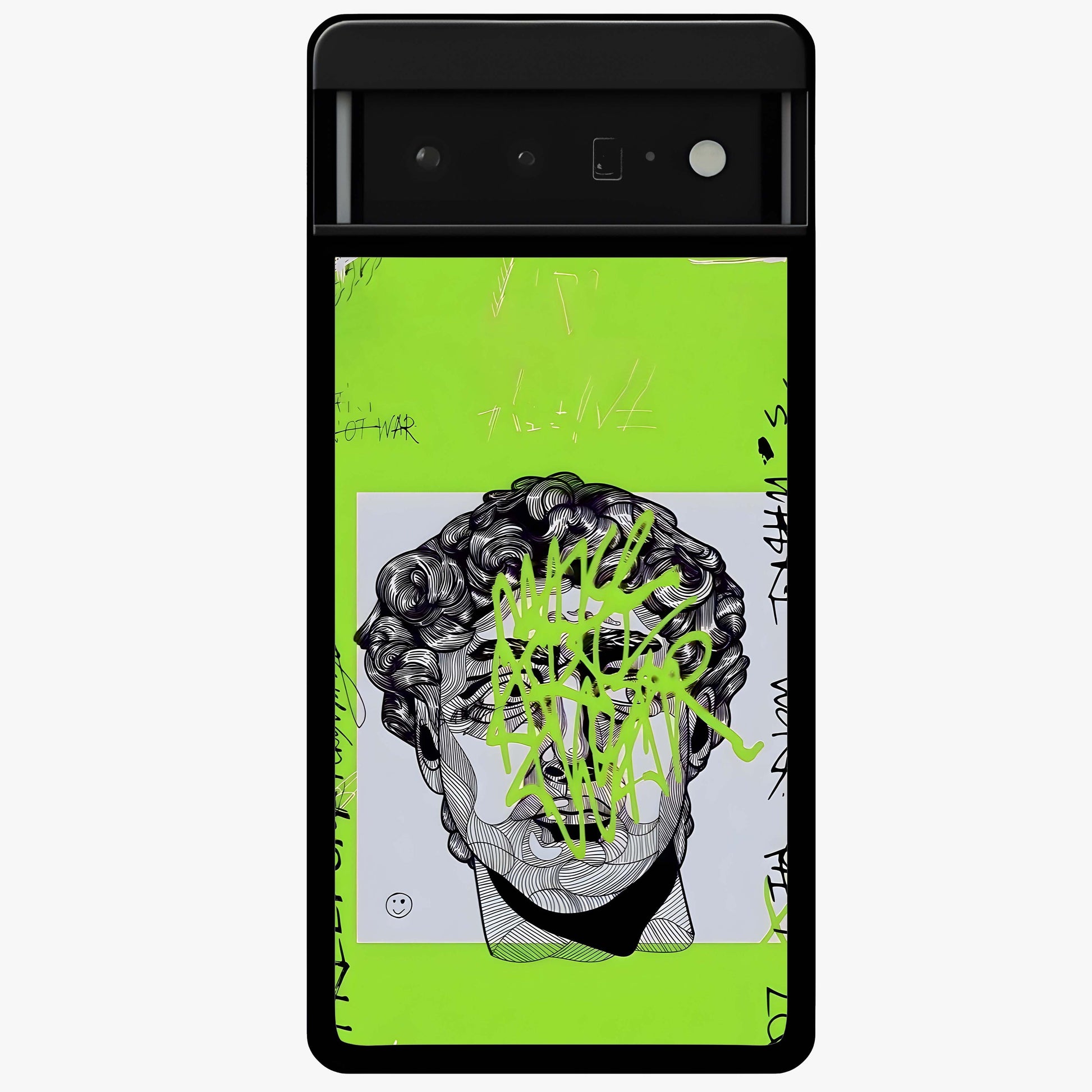Neo Graffiti Rebellion Glass Case showing flat back view with vibrant graffiti artwork and glossy glass finish.