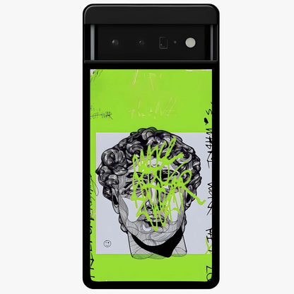Neo Graffiti Rebellion Glass Case showing flat back view with vibrant graffiti artwork and glossy glass finish.