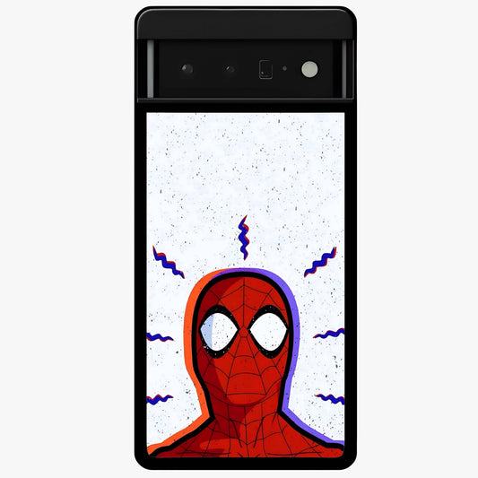 Omg Spiderman Glass Case showing flat back view with bold superhero inspired artwork and glossy glass finish.