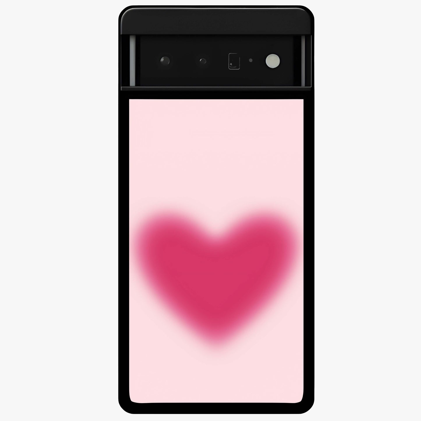 Pink Aura Heart Glass Case showing flat back view with glowing heart artwork and glossy glass finish.