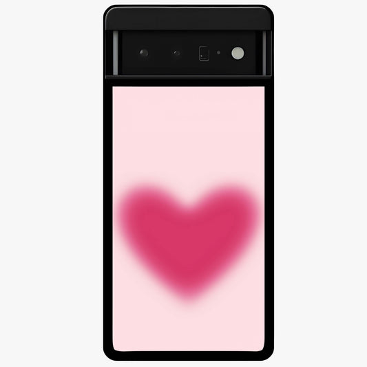 Pink Aura Heart Glass Case showing flat back view with glowing heart artwork and glossy glass finish.
